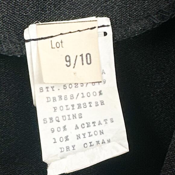 VTG 80s Black Jumpsuit Women 9/10 Sequin Disco Witchy Goth Party NYE Glam Goddes - Picture 5 of 16